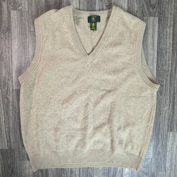 Rachel Craig 100% Pure New Wool Beige V-Neck Sweater Vest Large Made in Hawaii - Picture 1 of 4